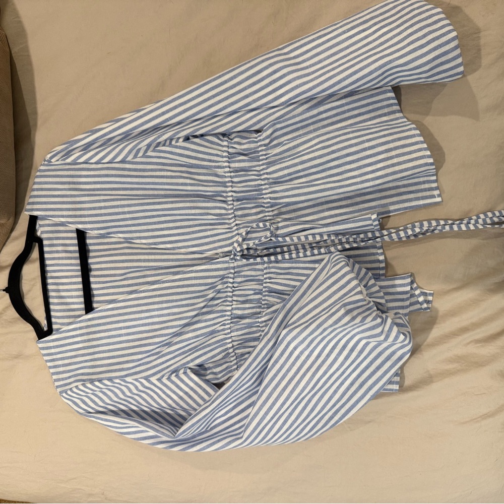 Amazon Blue and White Striped Women’s Blouse